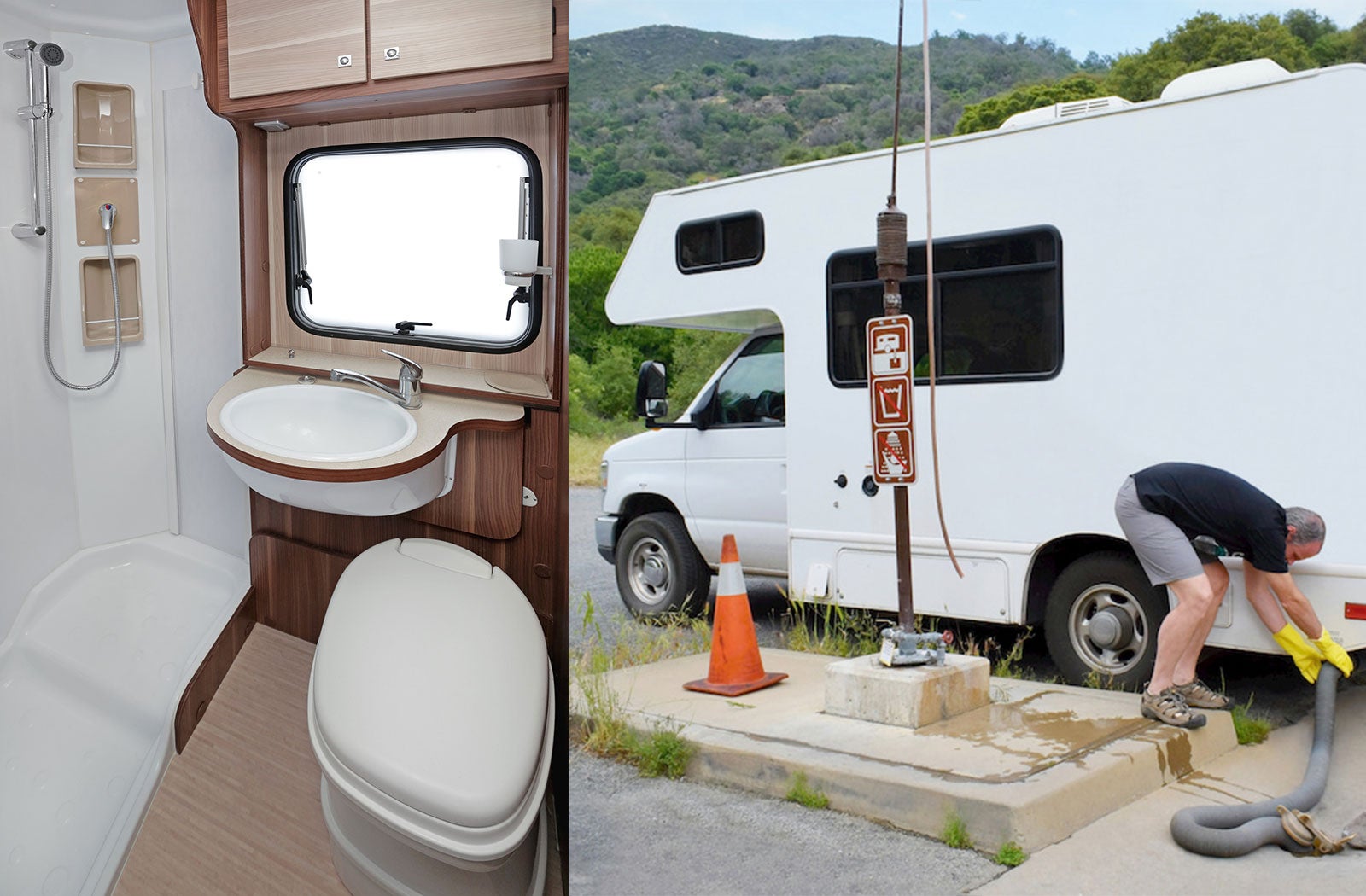 Portable RV/camper toilet and holding tank setup in McKinney, Texas