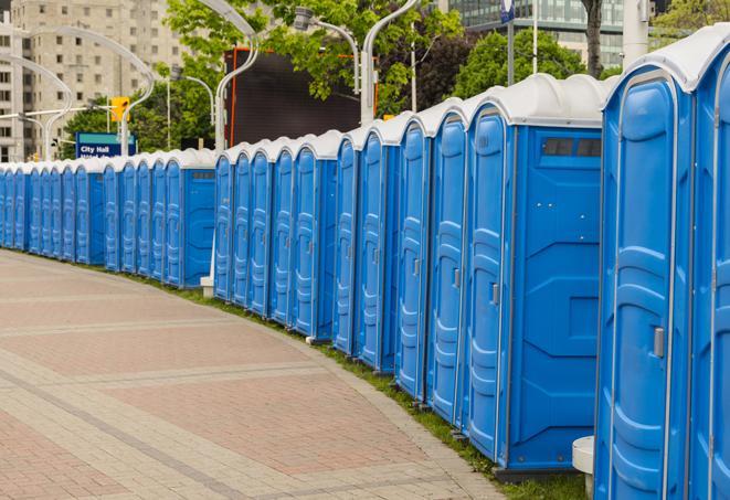 Seasonal porta potty units set up at a McKinney, Texas venue